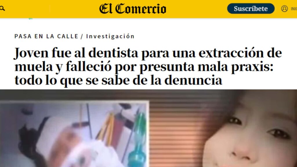 Una mujer con camisa blanca murió a causa de una infección dental.