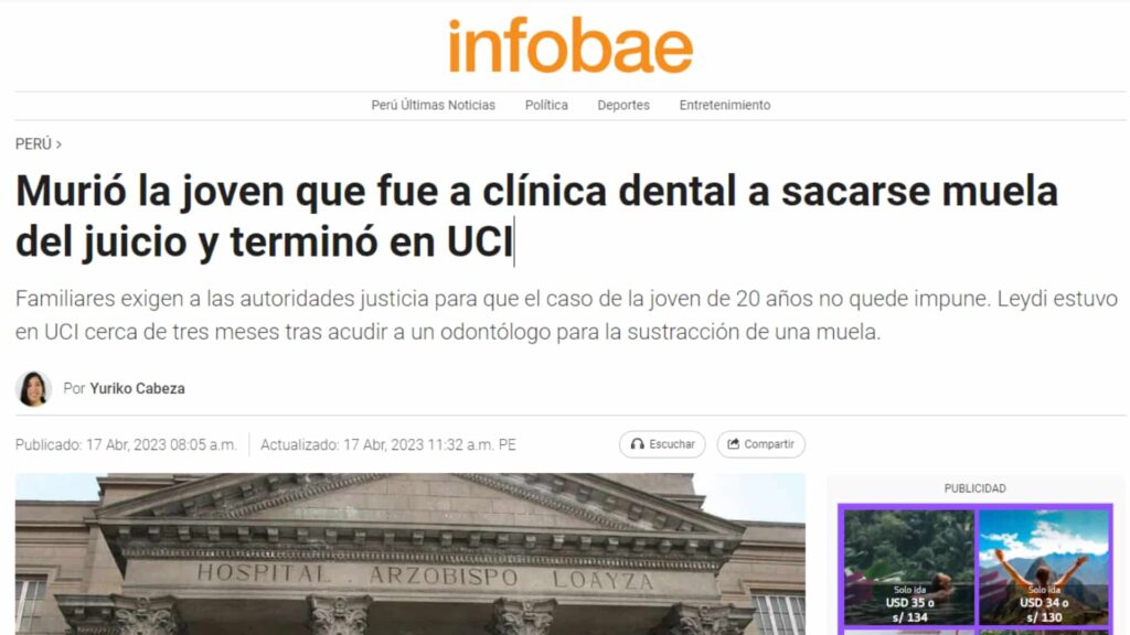 Un artículo de periódico sobre un dentista y un edificio.